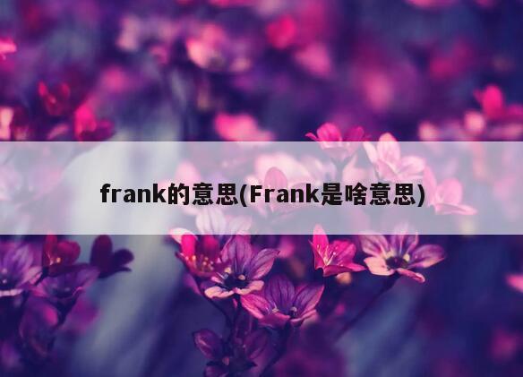 frank的意思(Frank是啥意思)